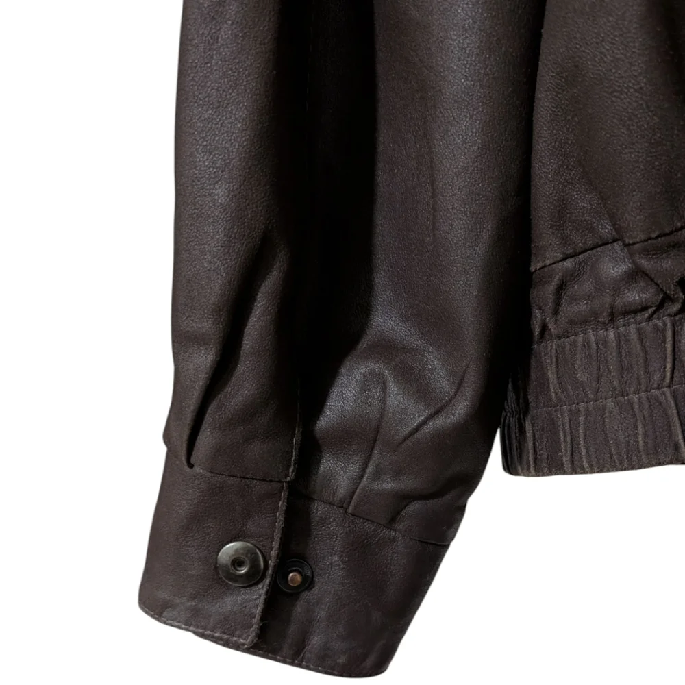 Vintage Remy Dark Brown Leather Bomber Jacket - Men's Size 44 (L) - Made in USA - Picture 6 of 9